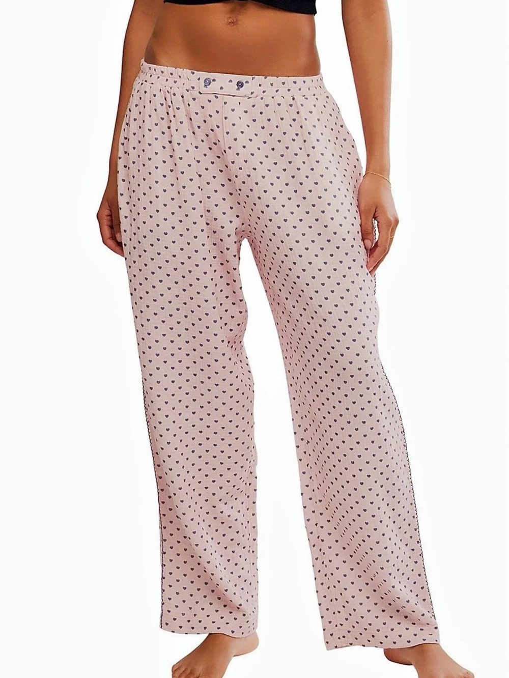 Free People Be Mine Pants Wide Leg Pink & White